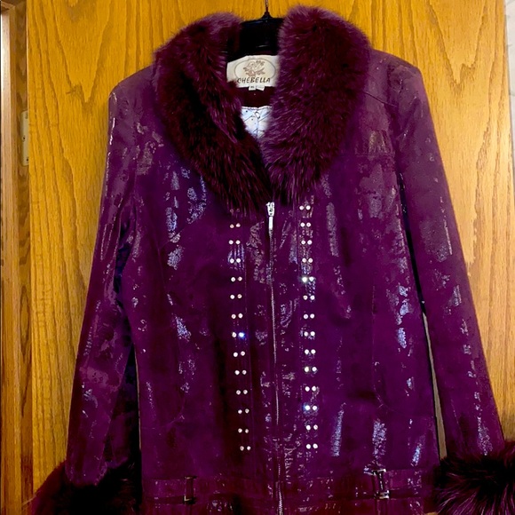 chebella Jackets & Blazers - Beautiful purple suede jacket with purple fur